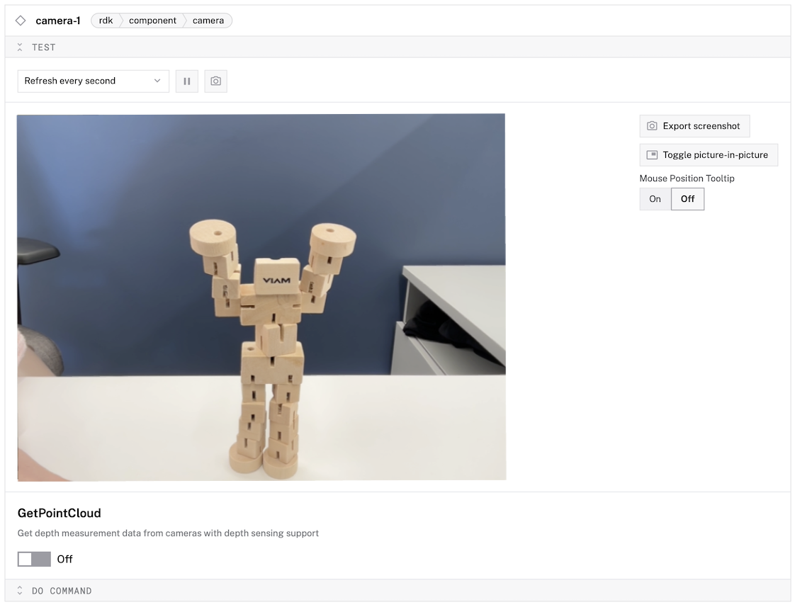 Example Camera view inside Viam app